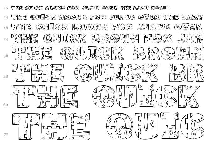 Wood Shapes font waterfall